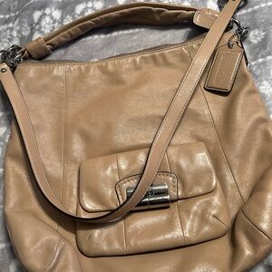 Coach Beige Leather Shoulder Bag
